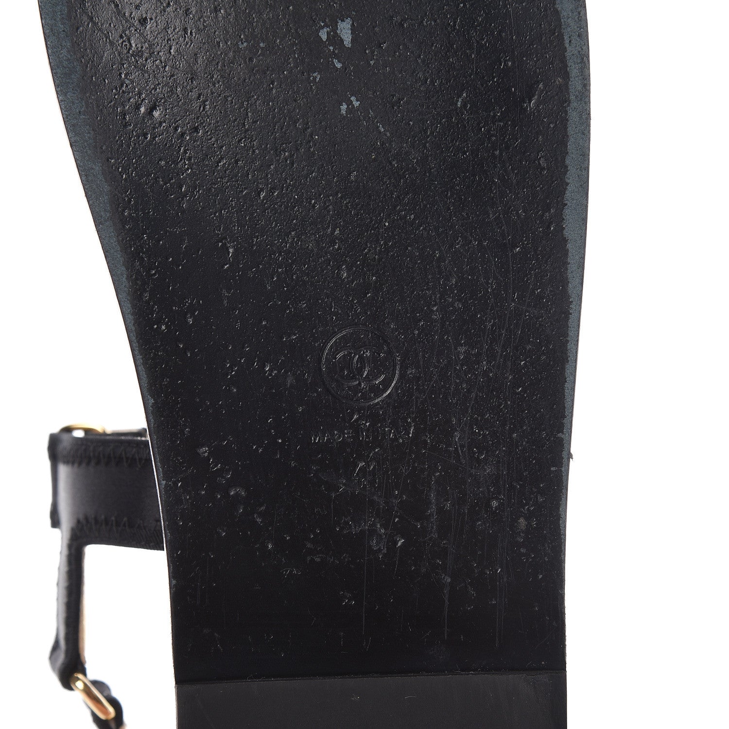 Chanel Satin CC Flat Sandals 41 Black Gold 8 of 12
