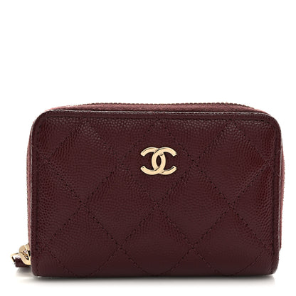 Chanel Caviar Quilted Zip Around Coin Purse Burgundy 1 of 7