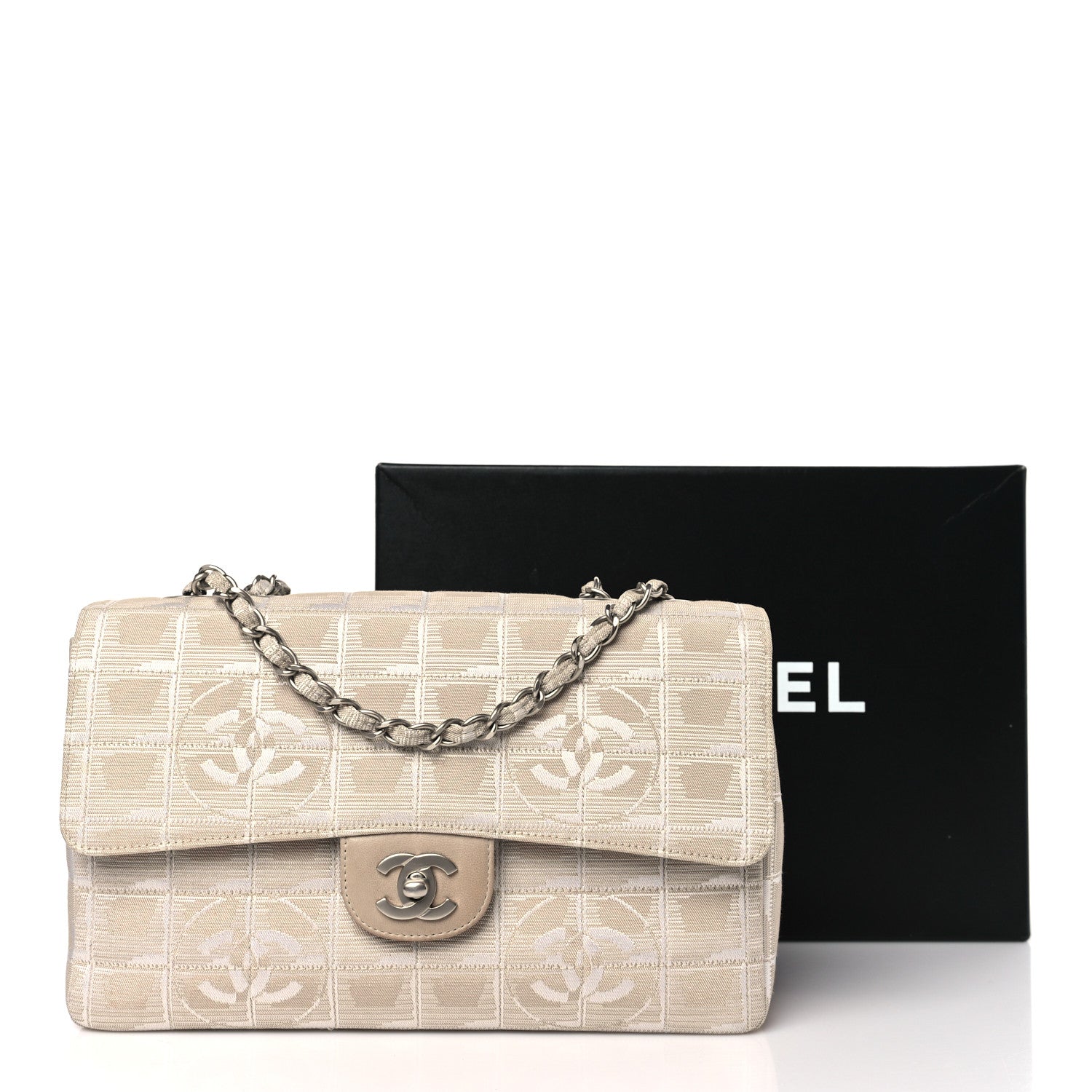 Chanel Nylon Medium Travel Flap Light Beige 3 of 10