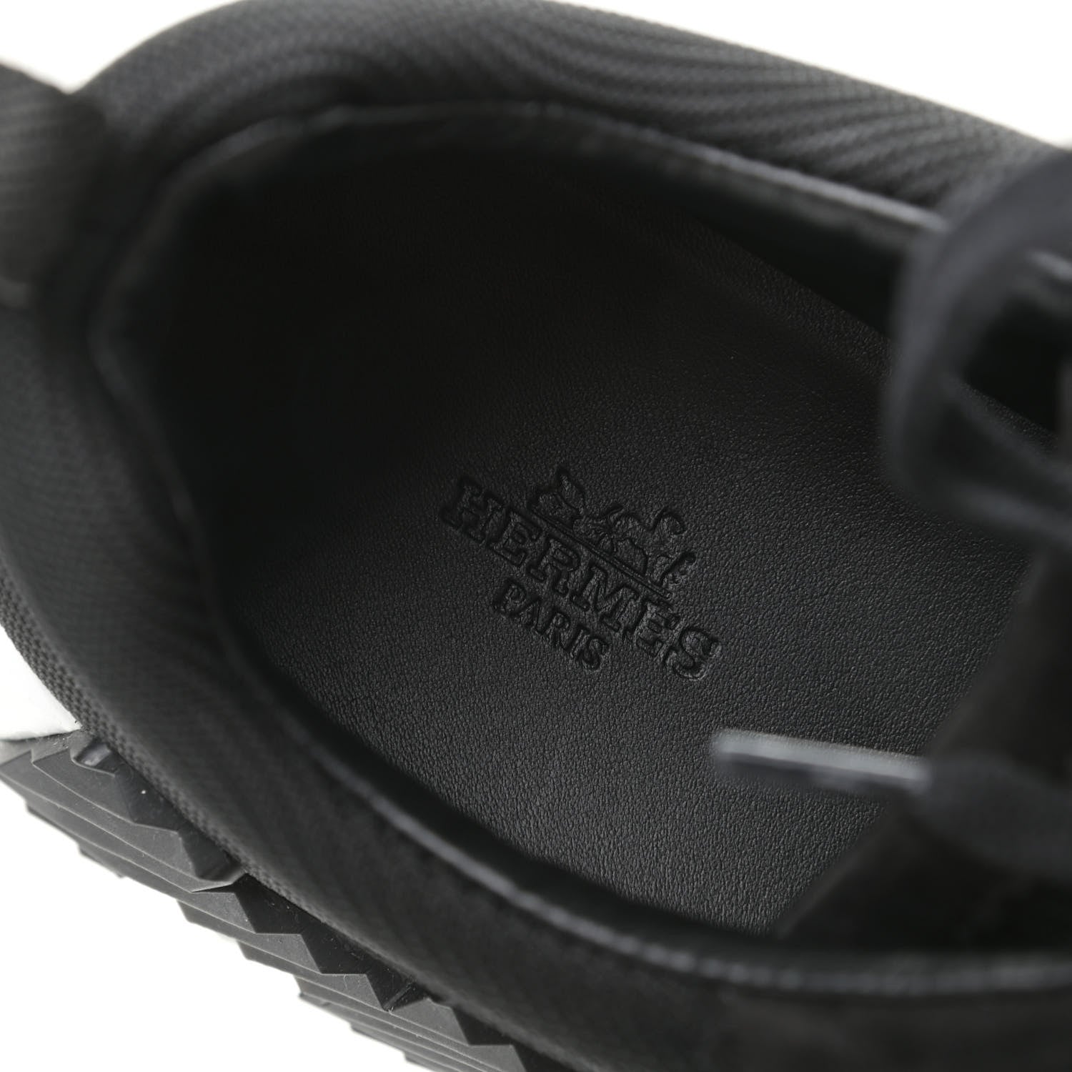 Hermes Technical Jersey Suede Goatskin Bouncing Sneakers 43 Black White 6 of 8