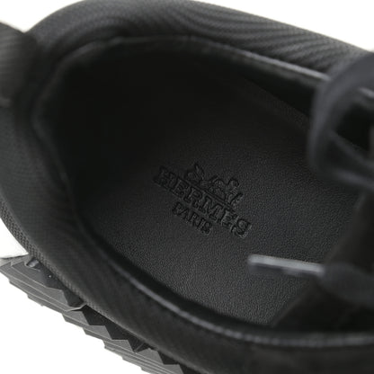 Hermes Technical Jersey Suede Goatskin Bouncing Sneakers 43 Black White 6 of 8