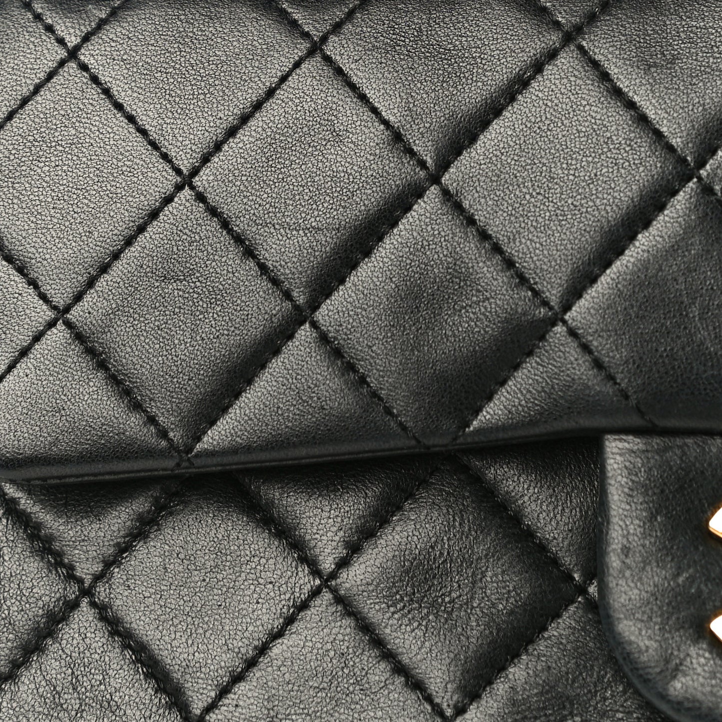 Lambskin Quilted Small Double Flap Black