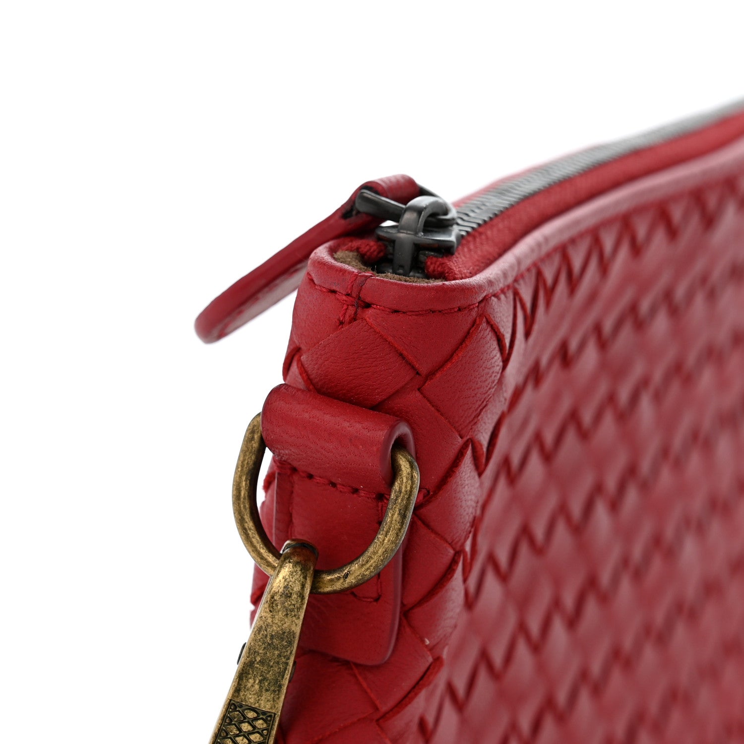 Bottega Veneta Nappa Intrecciato Biletto Chain Crossbody Red 11 of 11