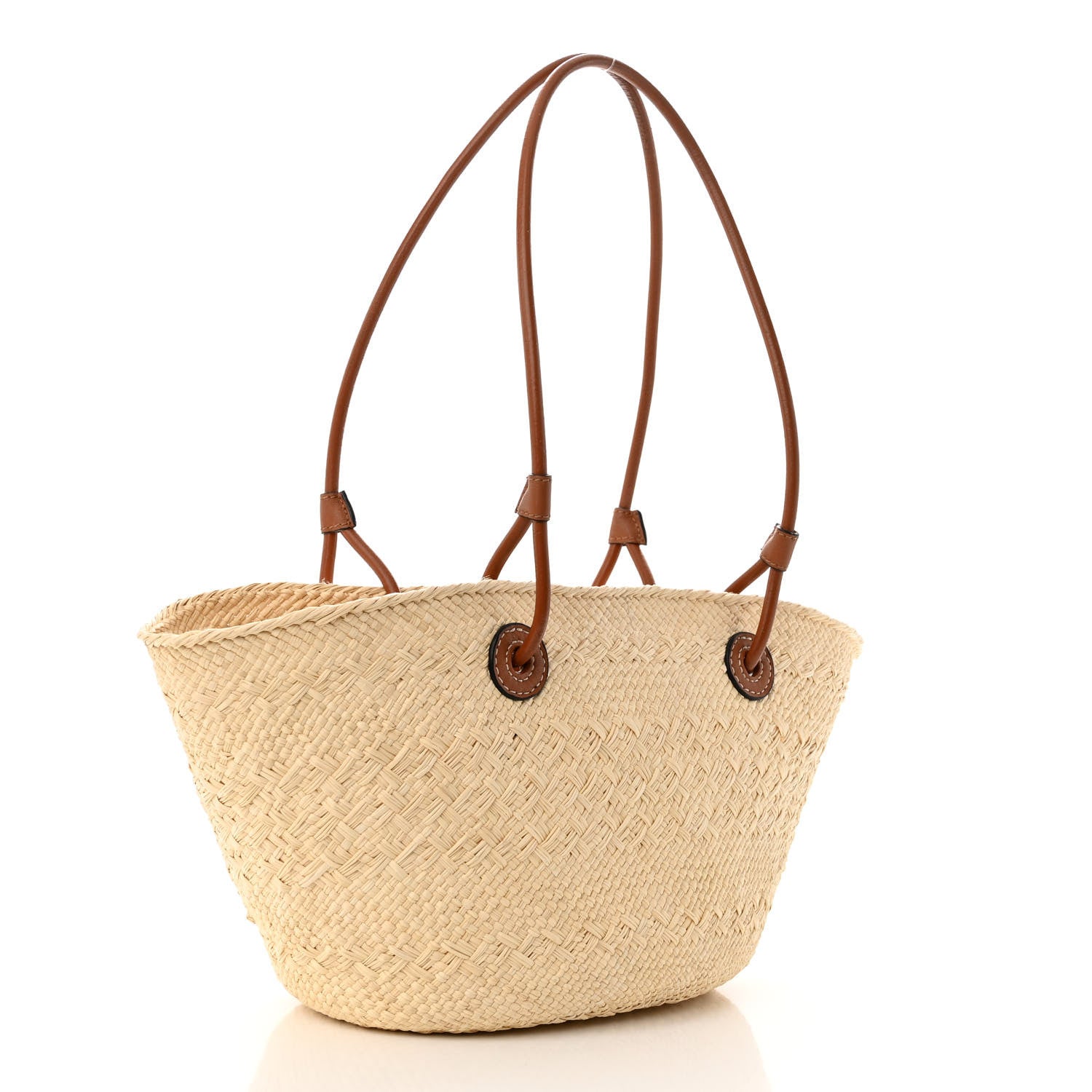 Loewe Calfskin Raffia Small Anagram Basket Tote Bag Natural Tan 3 of 9