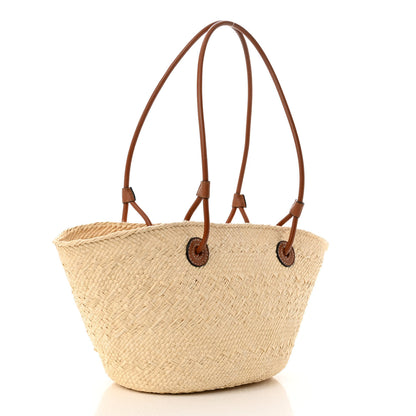 Loewe Calfskin Raffia Small Anagram Basket Tote Bag Natural Tan 3 of 9