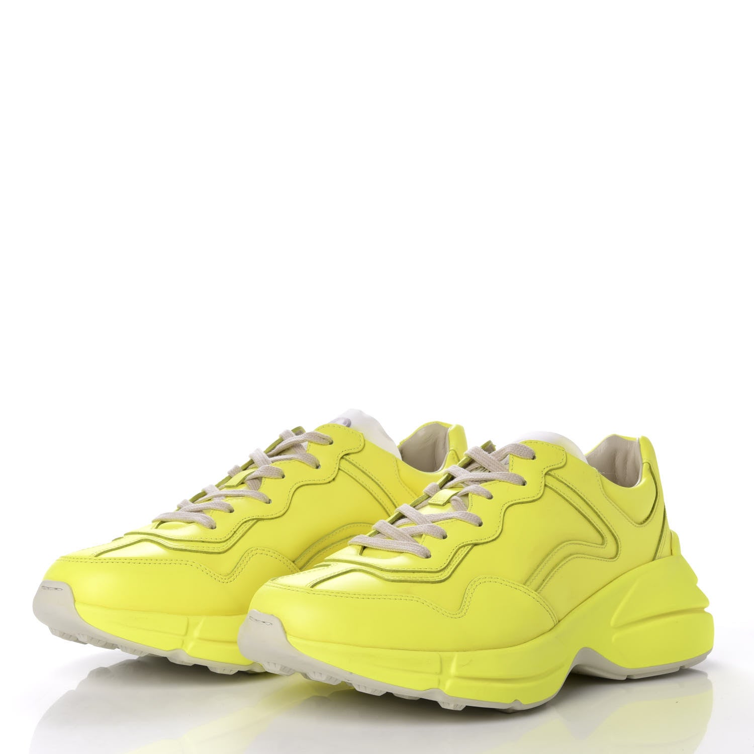 Gucci Calfskin Mens Rhyton Sneakers 7 Yellow Fluo 3 of 9