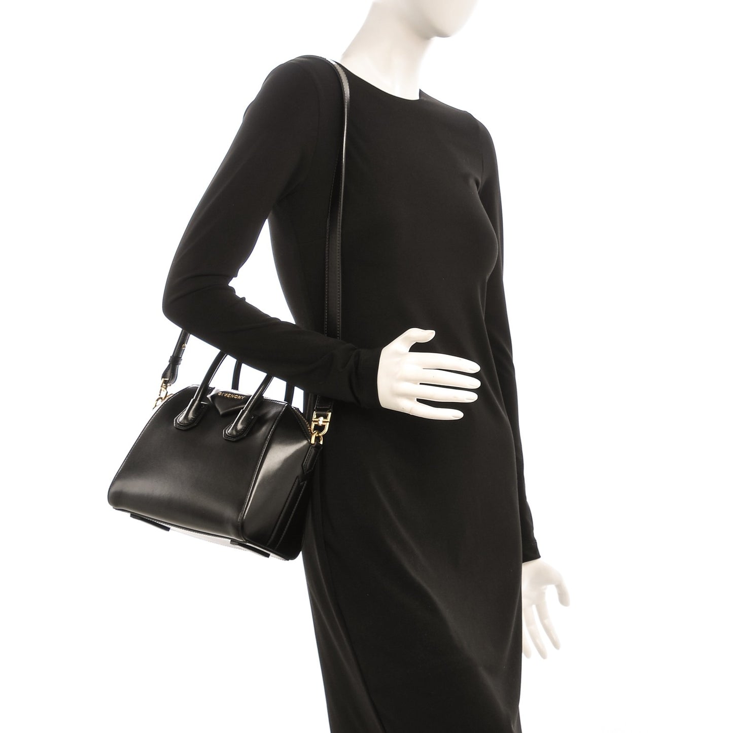 Shiny Lord Calfskin Mini Antigona Black