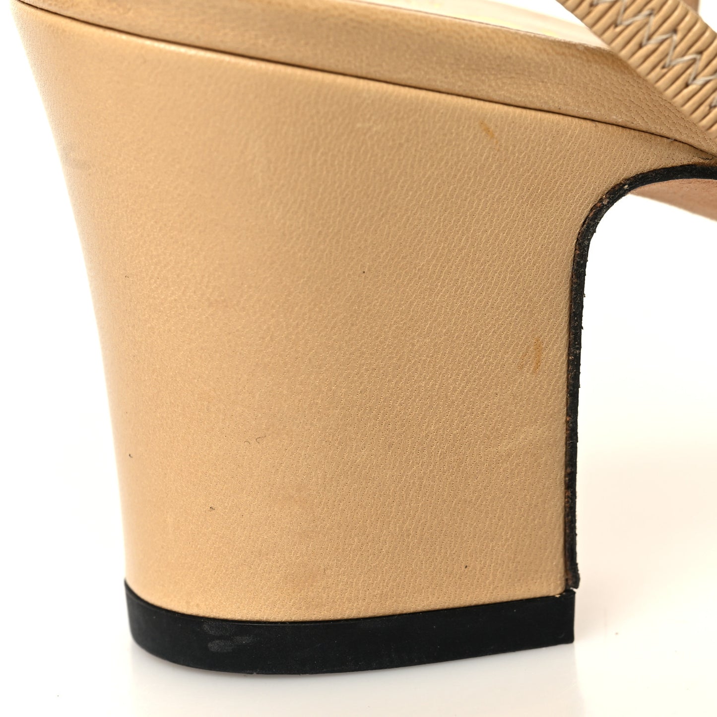 Goatskin Grosgrain Cap Toe CC Slingback Pumps 35.5 Beige Black