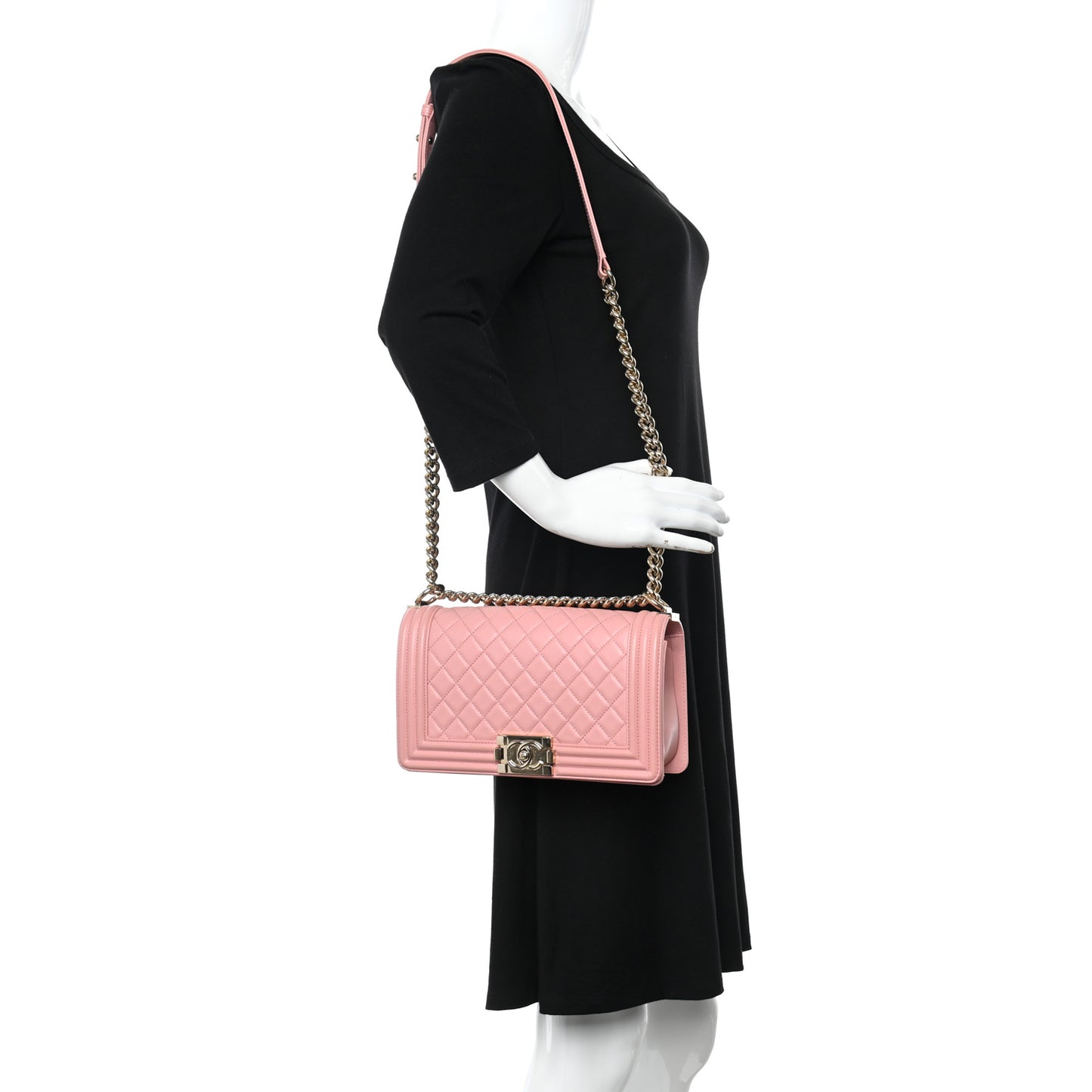 Calfskin Quilted Medium Boy Flap Pink