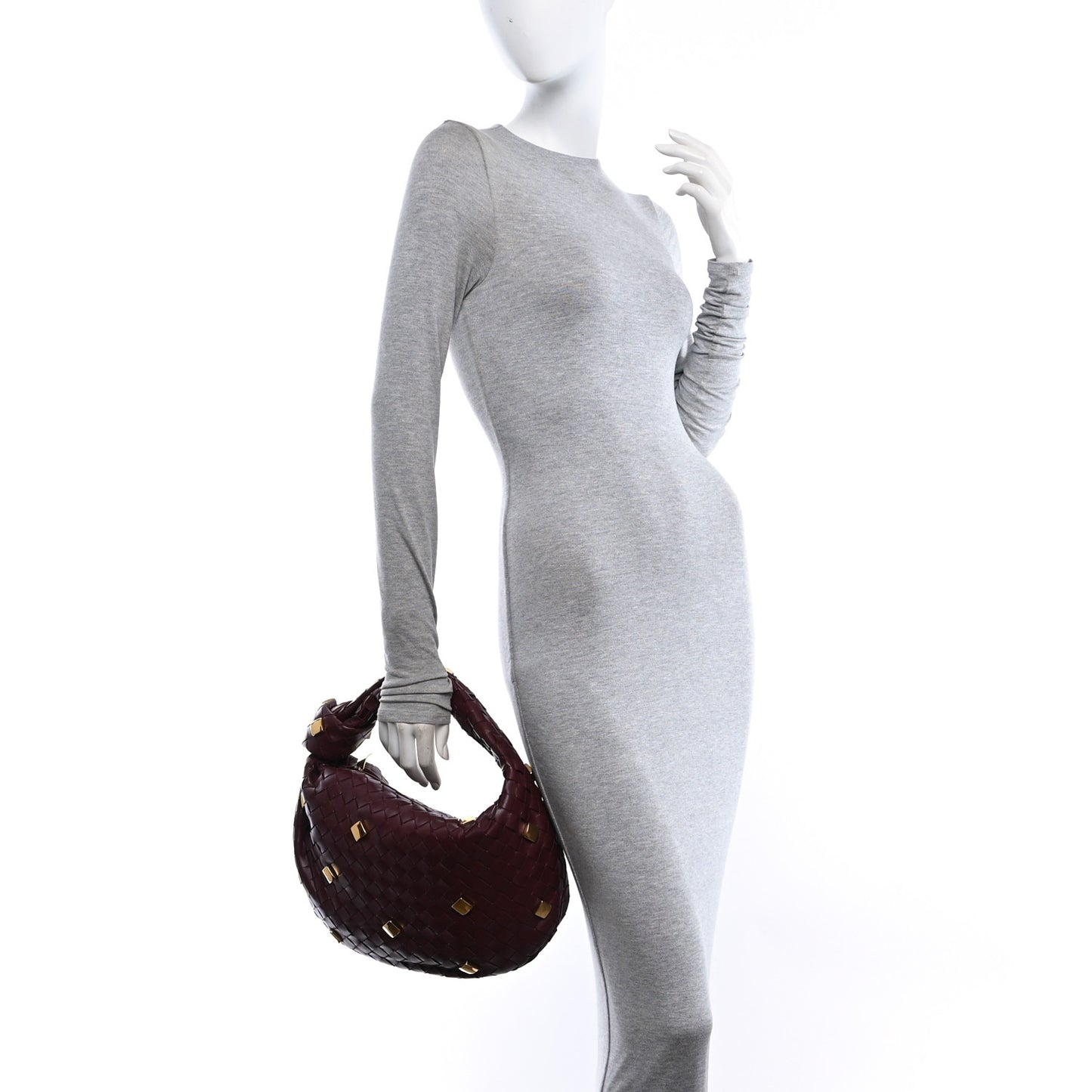 Nappa Intrecciato Studded Teen Jodie Hobo Barolo