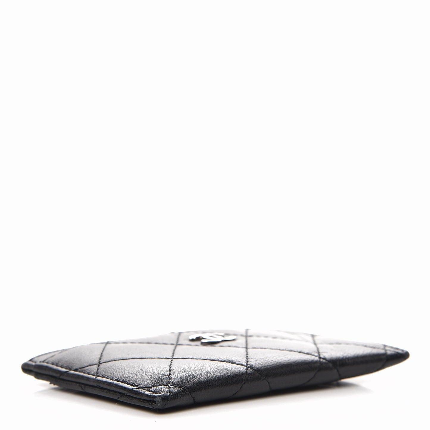 Lambskin Quilted Card Holder Black