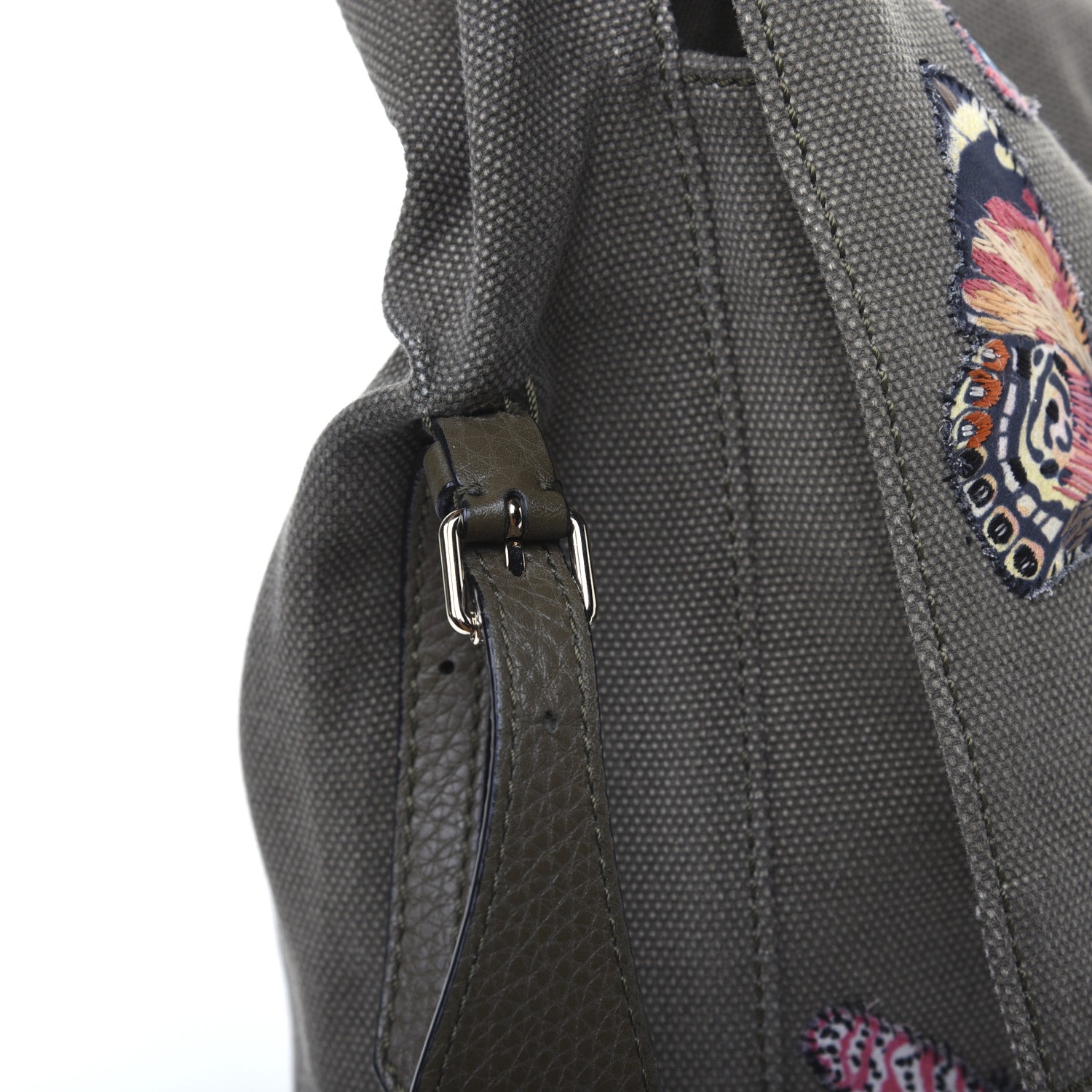 Valentino Garavani Canvas Butterfly Embroidered Rockstud Messenger Bag Military Green 20 of 25