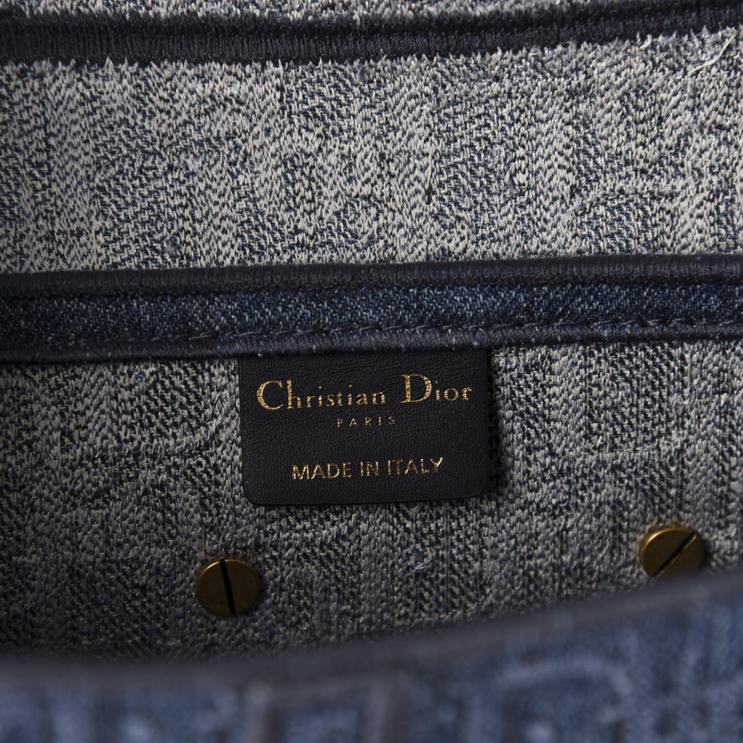Oblique Embroidered Saddle Bag Denim Blue