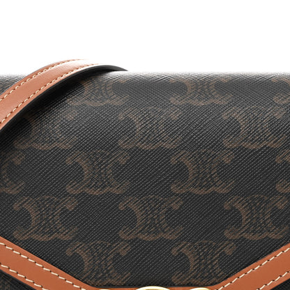 Celine Triomphe Canvas Calfskin Enveloppe Bag Tan 10 of 12