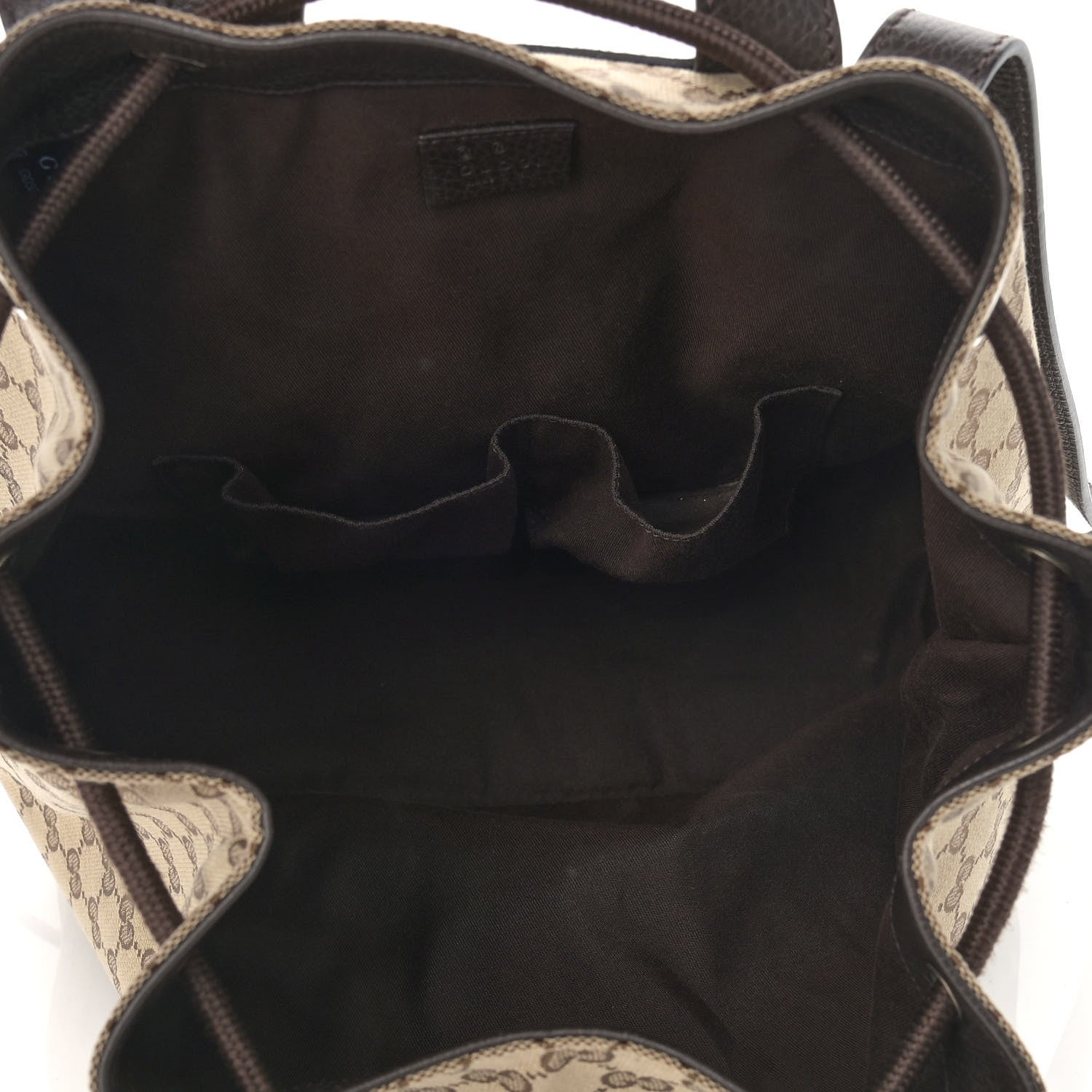 Gucci Monogram Dollar Calfskin O Drawstring Backpack Beige Ebony Testa di Moro Dark Chocolate 5 of 9