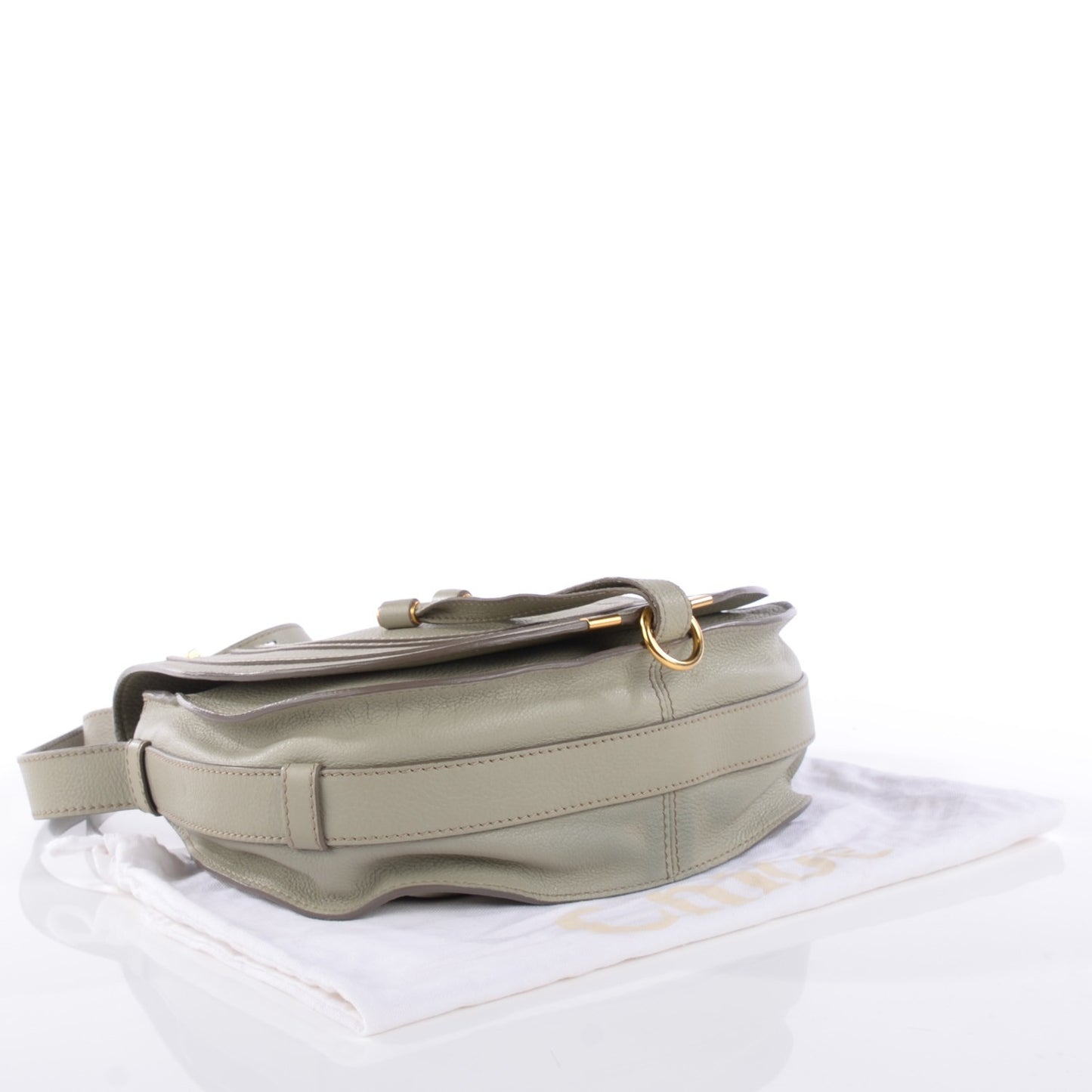 Grained Calfskin Medium Marcie Saddle Bag Baobab Green