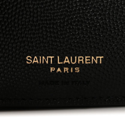 Saint Laurent Grain De Poudre Matelasse Chevron Monogram Compact Tri Fold Wallet Black 6 of 7