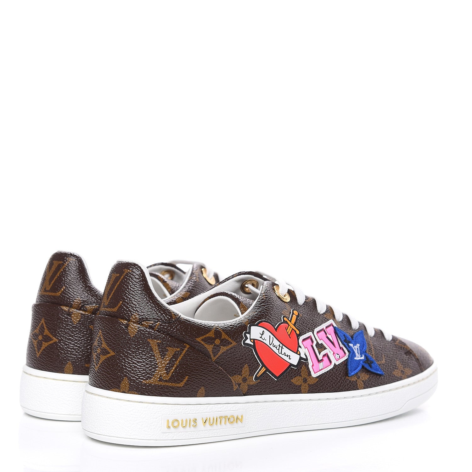 Louis Vuitton Calfskin Monogram LV Black Heart Sneakers 37 Cacao 4 of 9