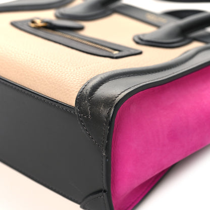 Celine Baby Grained Calfskin Nubuck Nano Tri-Color Luggage Fuchsia 10 of 14