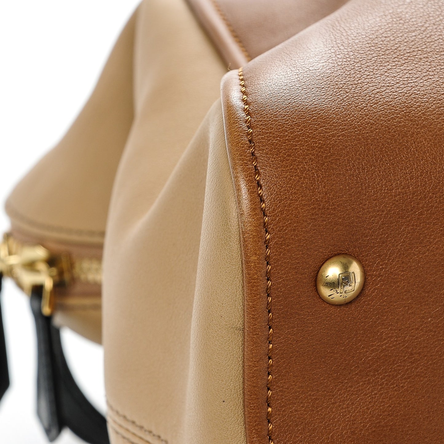 Calfskin Large Chameleon Tote Cognac Camel Black