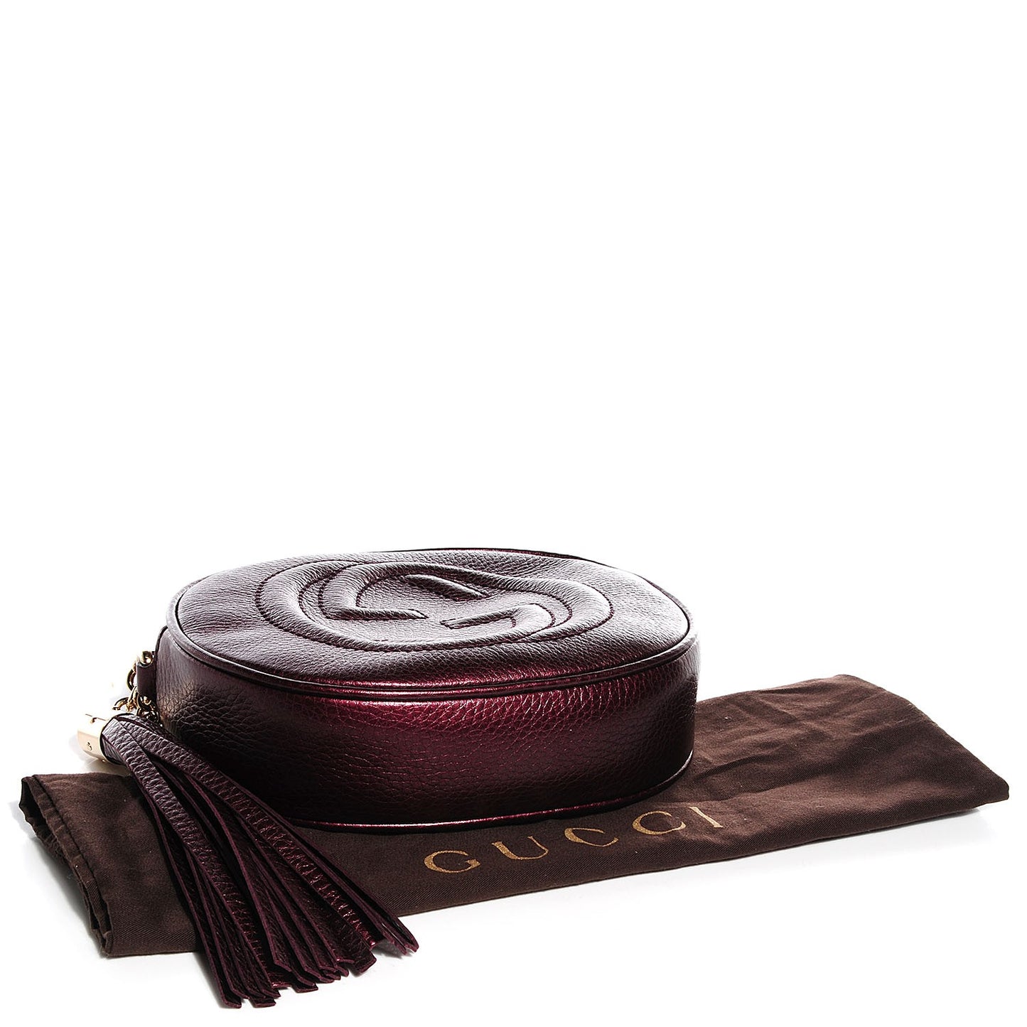 Metallic Cellarius Calfskin Mini Soho Chain Bag Classic Burgundy