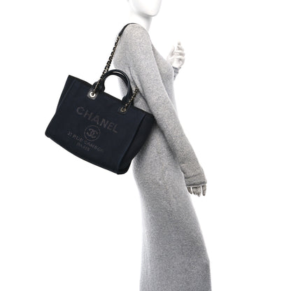 Chanel Mixed Fibers Small Deauville Tote Navy Blue 2 of 12