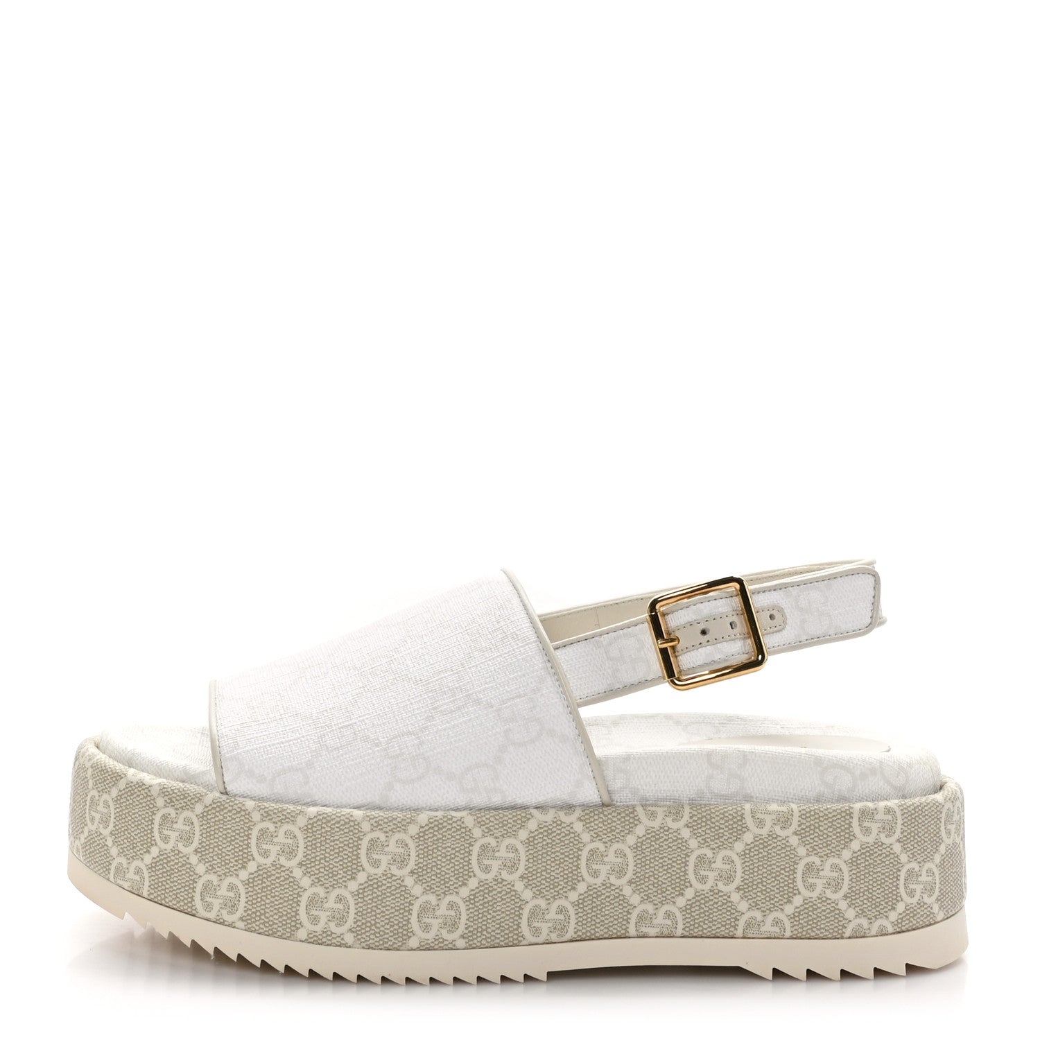 Gucci GG Supreme Monogram Granada Kid Angelina Platform 35mm Slingback Sandals 36 White Mystic White 1 of 9