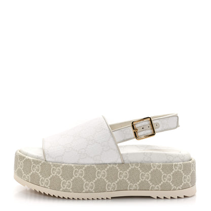 Gucci GG Supreme Monogram Granada Kid Angelina Platform 35mm Slingback Sandals 36 White Mystic White 1 of 9