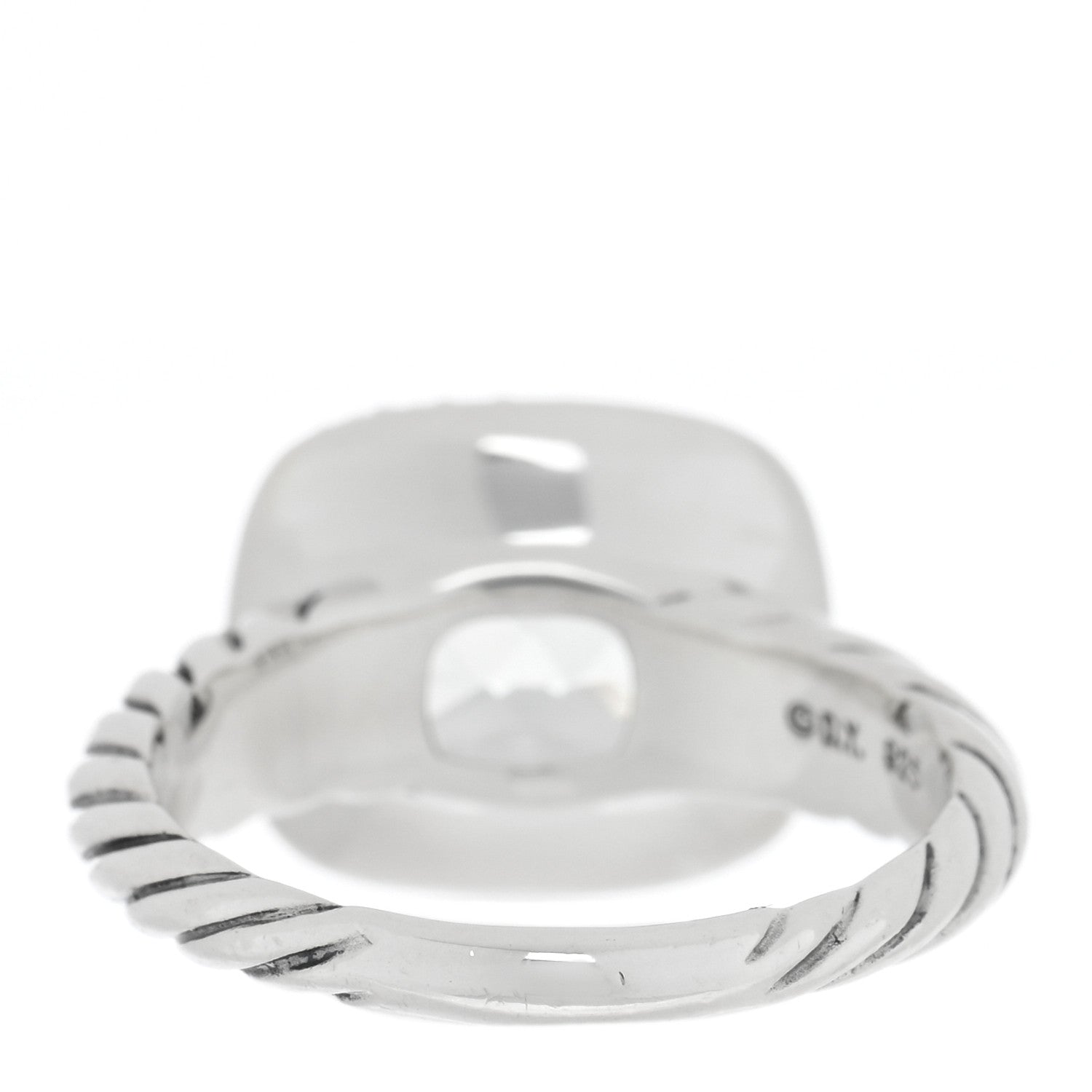 David Yurman Sterling Silver Diamond Prasiolite 10mm Noblesse Ring 53 6.5 3 of 4