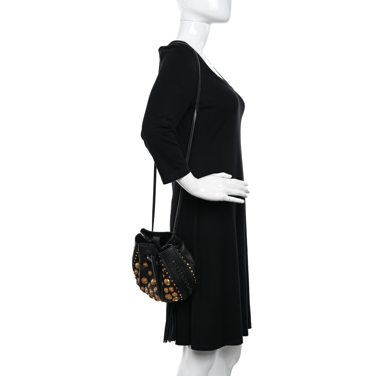 Chloe Lambskin Studded Small Inez Drawstring Bag Black 2 of 14
