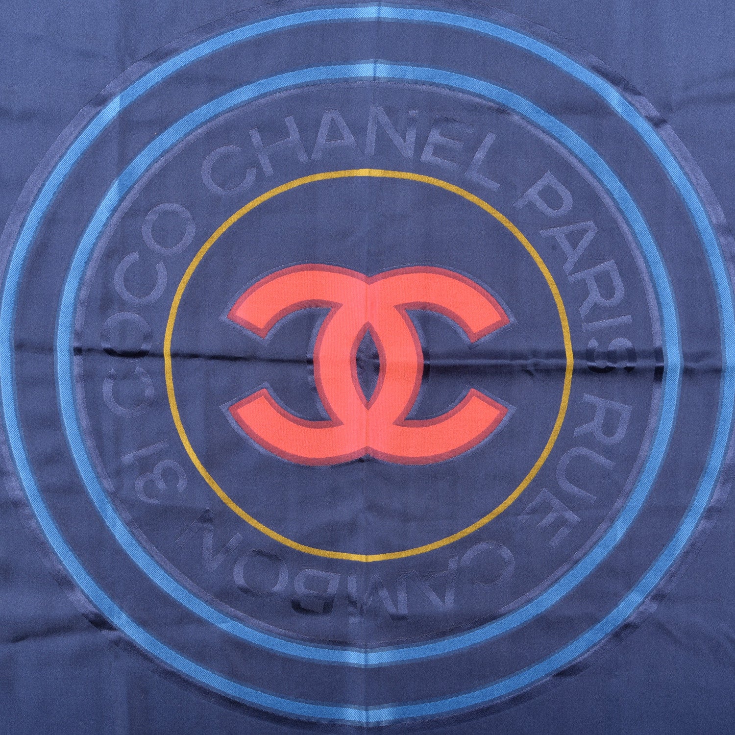 Chanel Silk CC Square Scarf Navy Multicolor 2 of 3
