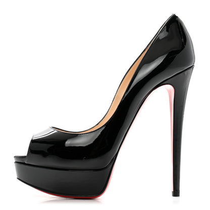Christian Louboutin Patent Lady Peep 150 Pumps 38 Black 1 of 9
