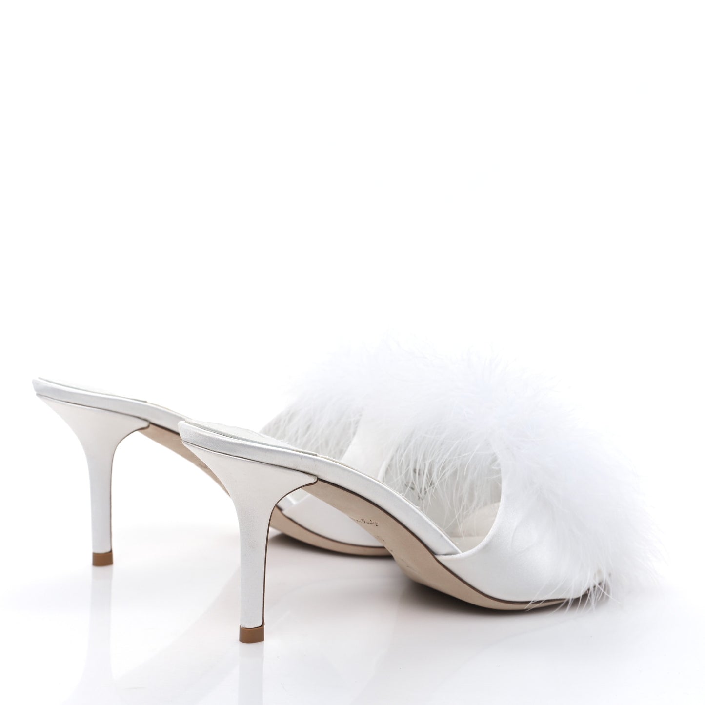 Marabou Crystal LV Marilyn Mule 40 White