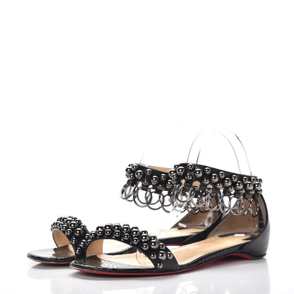 Christian Louboutin Shiny Nappa Lame Sirene Gypsoflat Sandals 39 Black 3 of 14