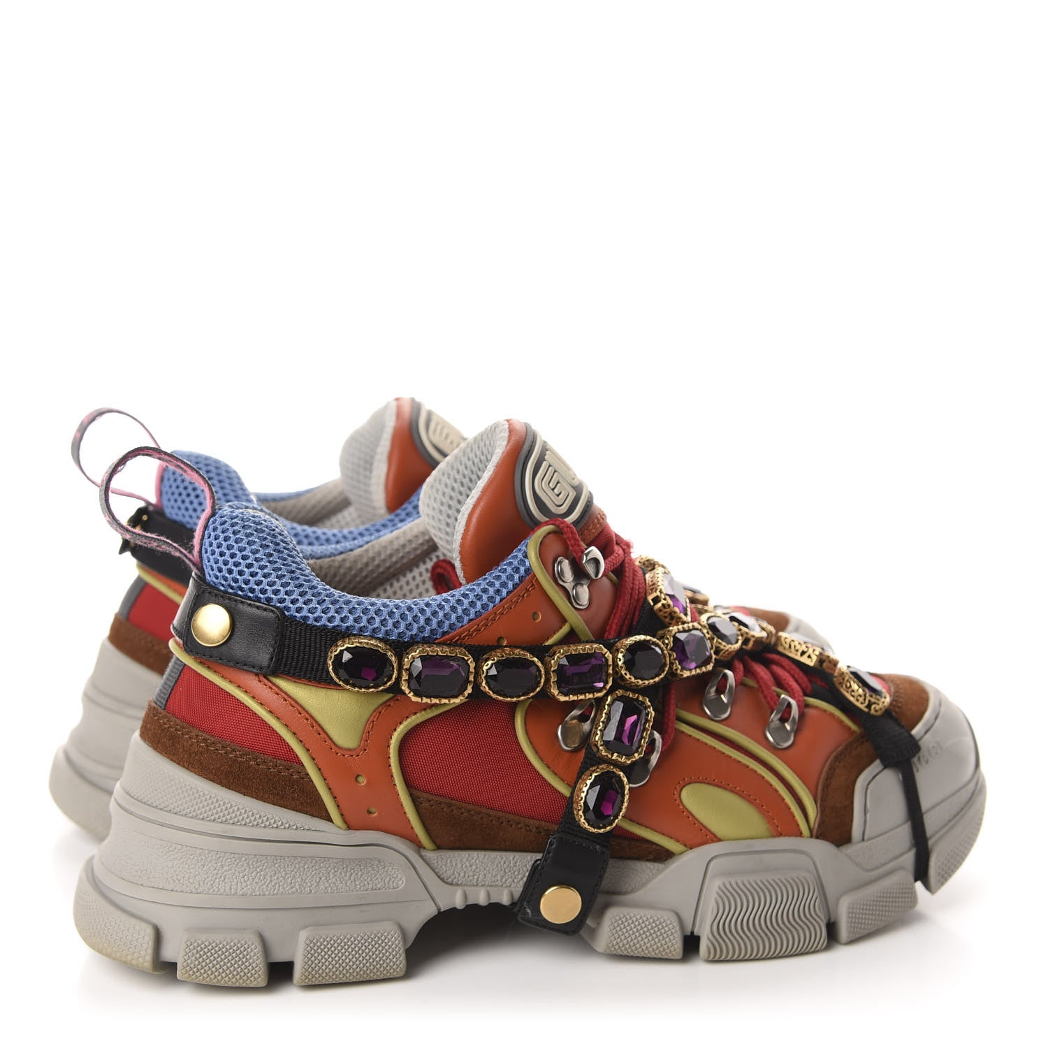 Gucci X SEGA Technical Canvas Calfskin Removable Crystals Mens Flashtrek Sneakers 7 Multicolor 4 of 13