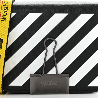 Off-White Calfskin Diag Flap Bag Black White 7 of 9