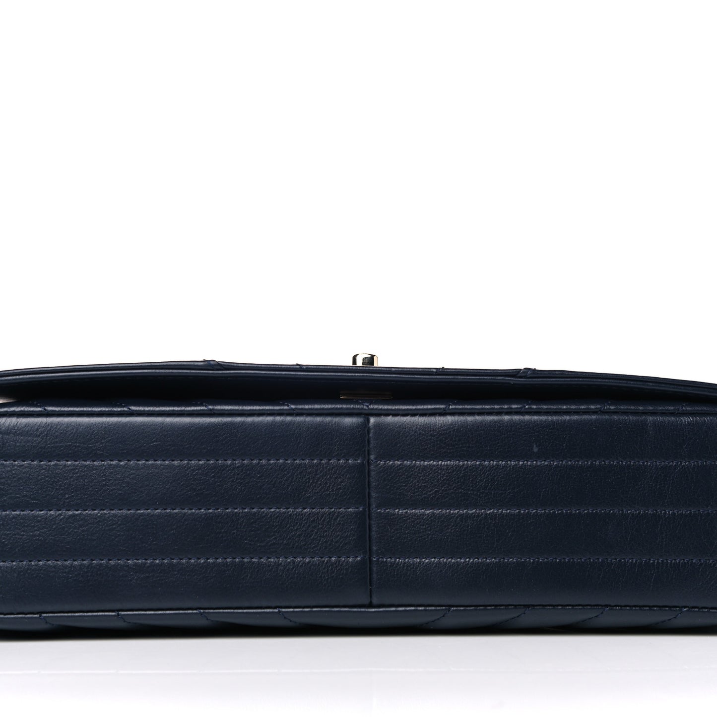Calfskin Chevron Quilted Medium Statement Flap Navy Blue