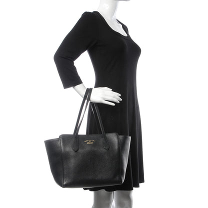 Gucci Pebbled Calfskin Small Swing Tote Black 2 of 13