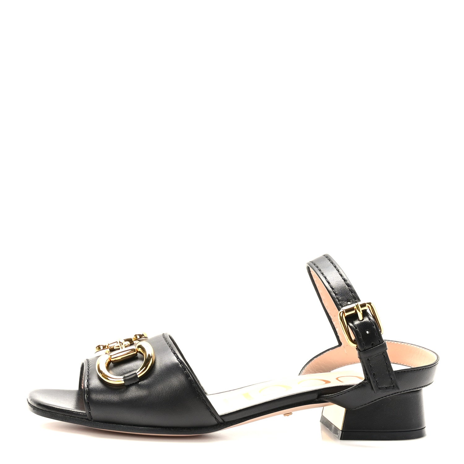 Gucci Nappa Charlotte Horsebit Block Heel 45mm Sandals 36.5 Black 1 of 8