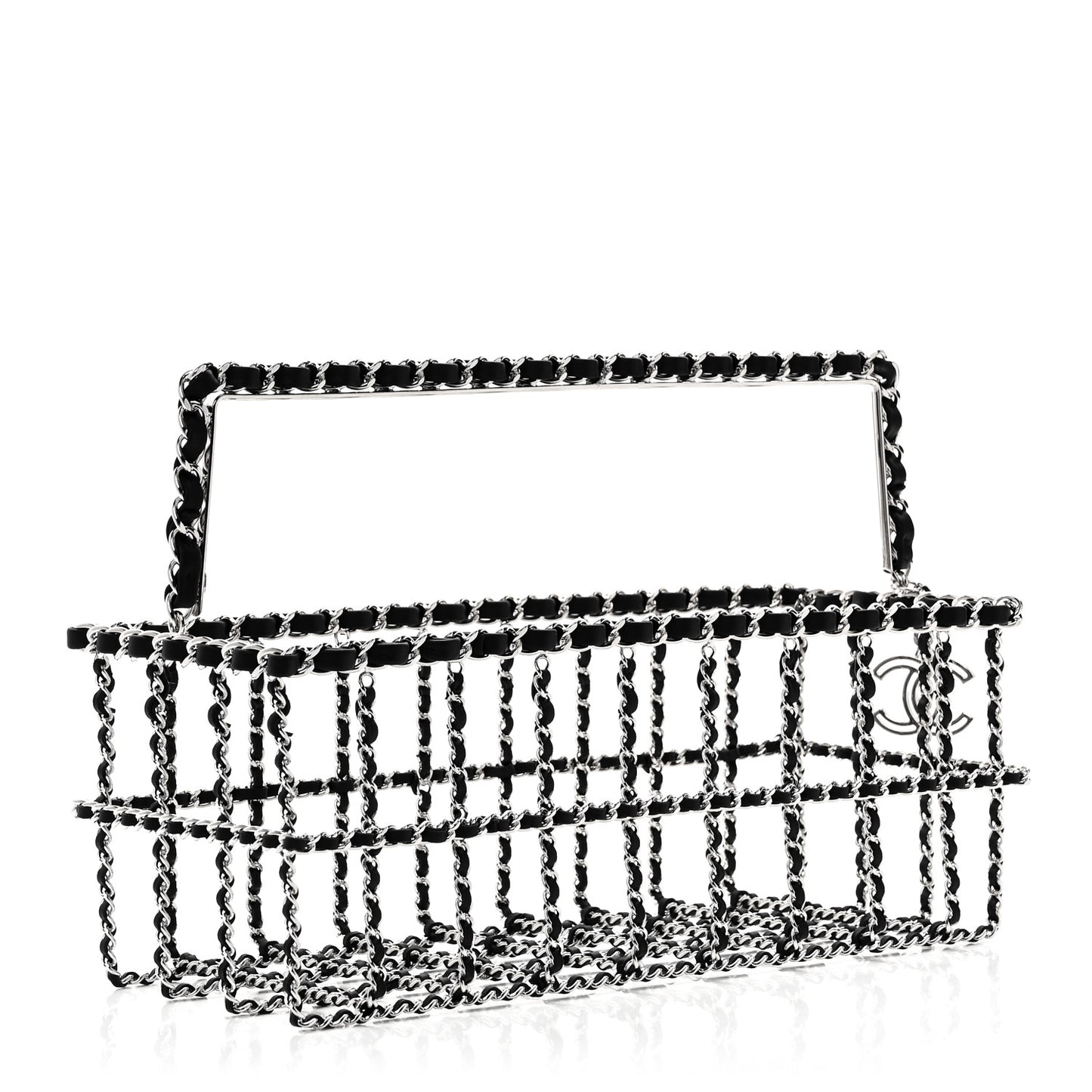 Brass Calfskin Grocery By Chanel Minaudiere Shopping Basket Silver