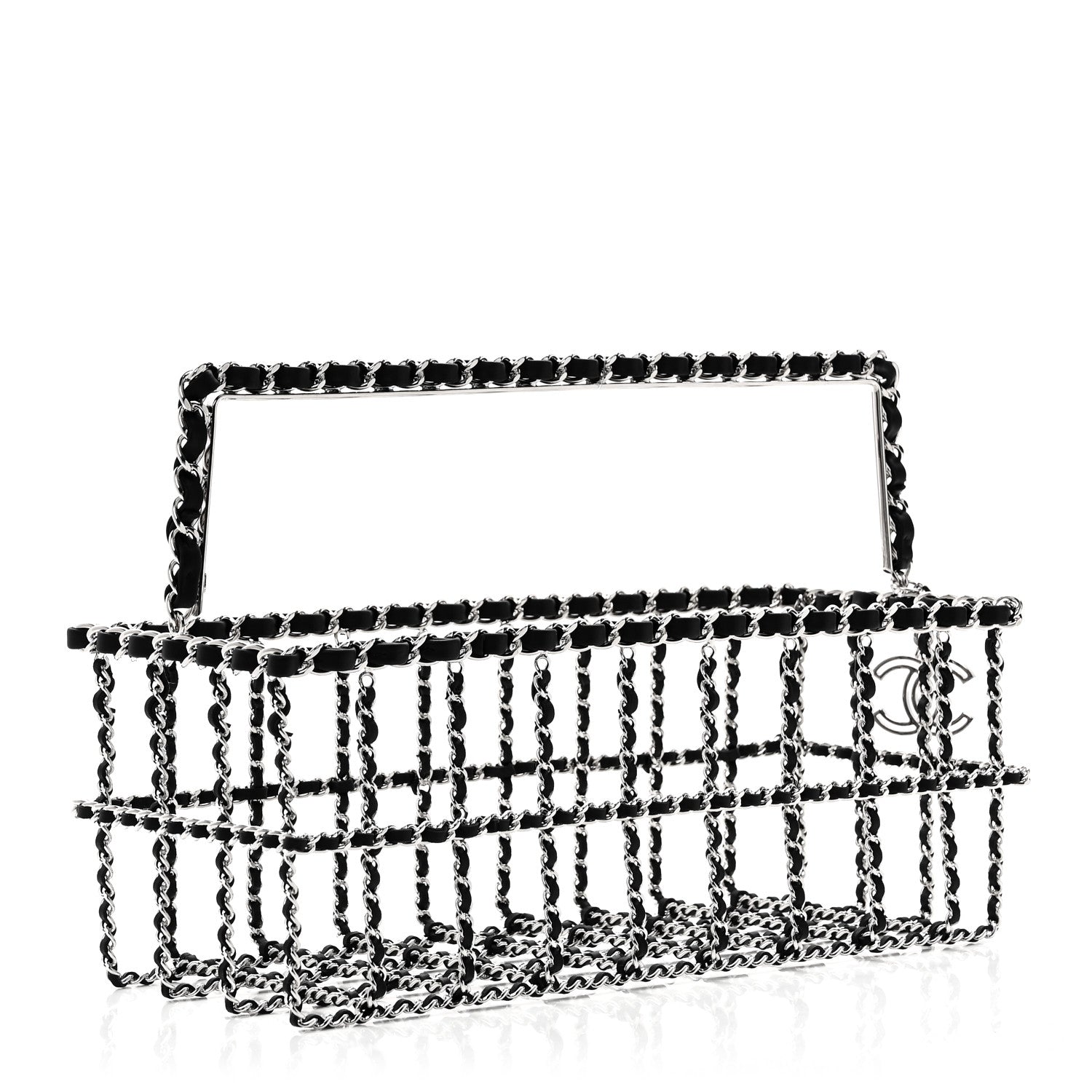 Chanel Brass Calfskin Grocery By Chanel Minaudiere Shopping Basket Silver 3 of 9