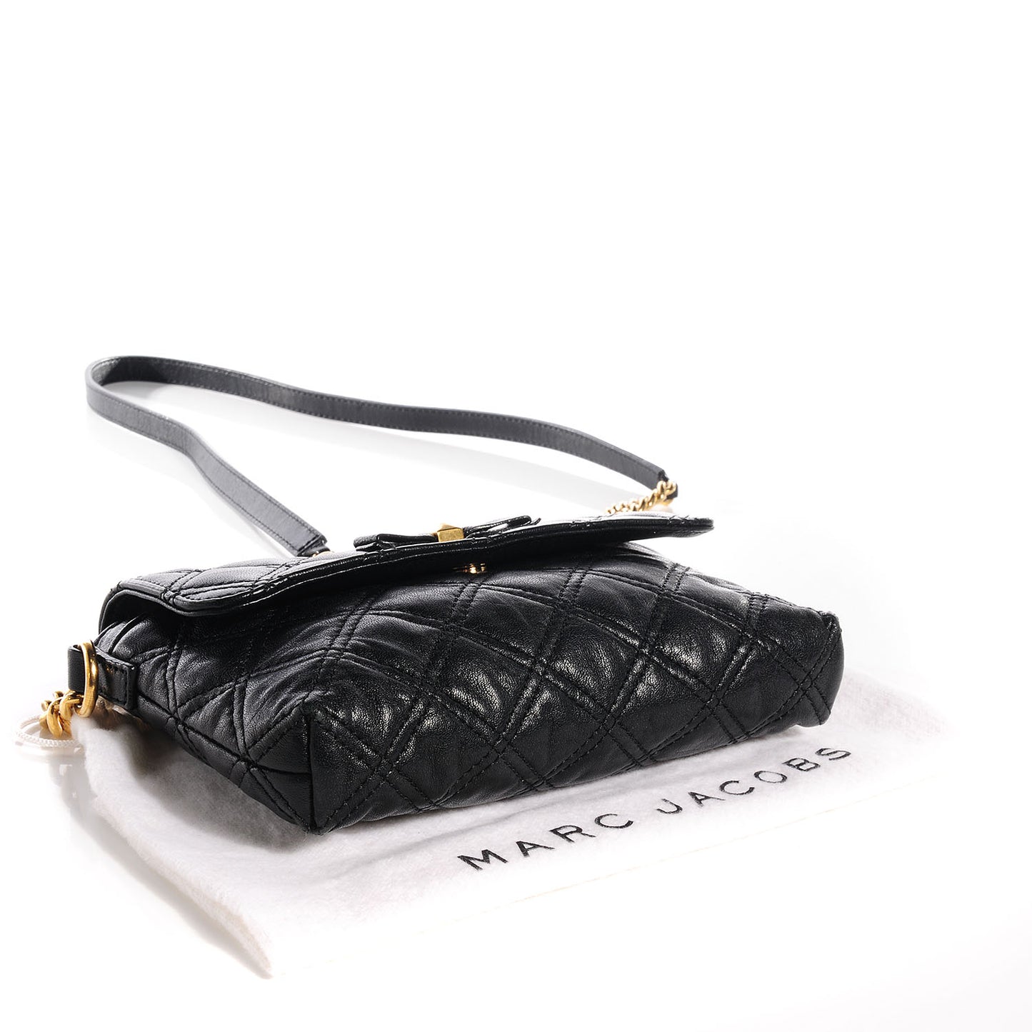 Lambskin Bow Quilting Single Black