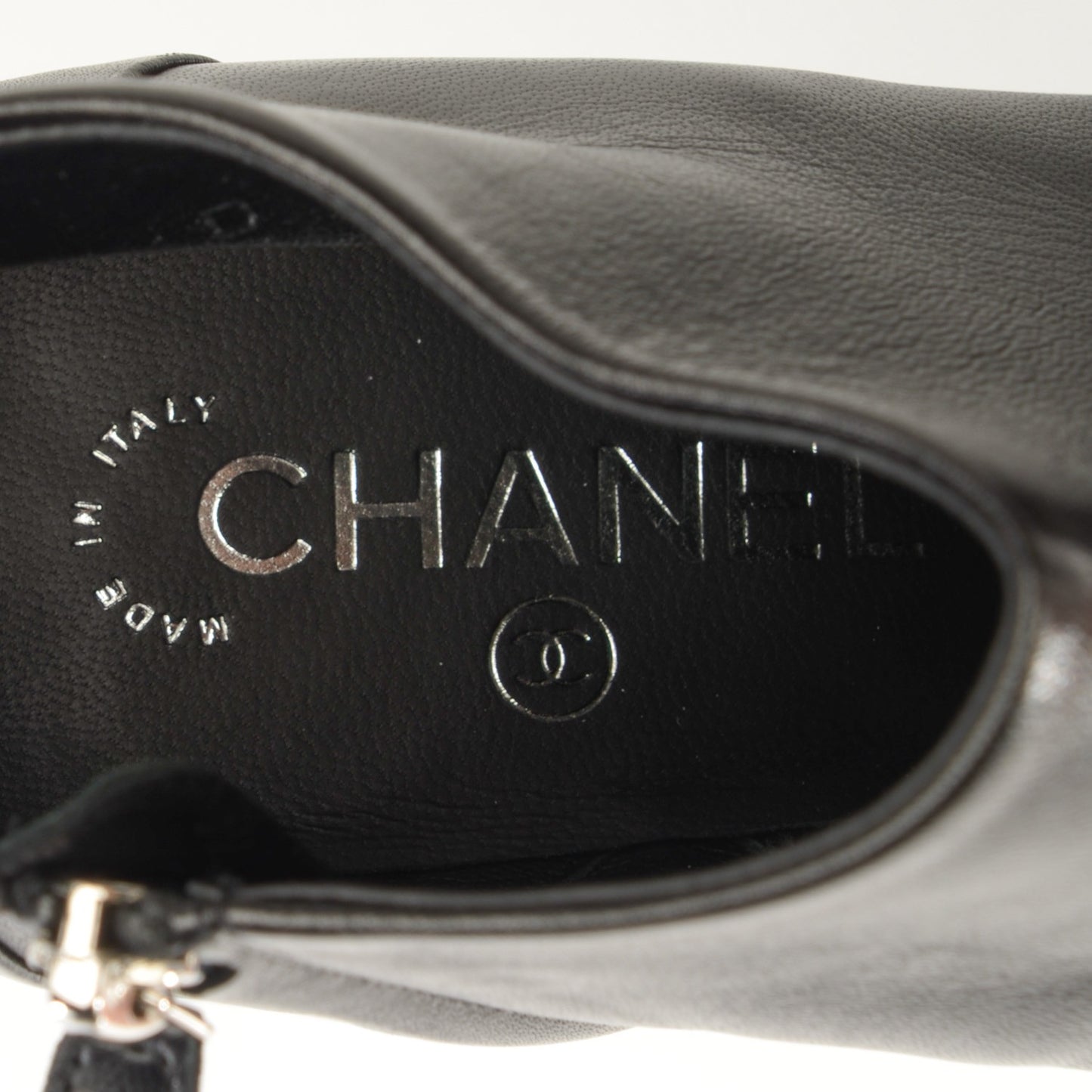 Lambskin Platform Chain Ankle Boots 38 Black