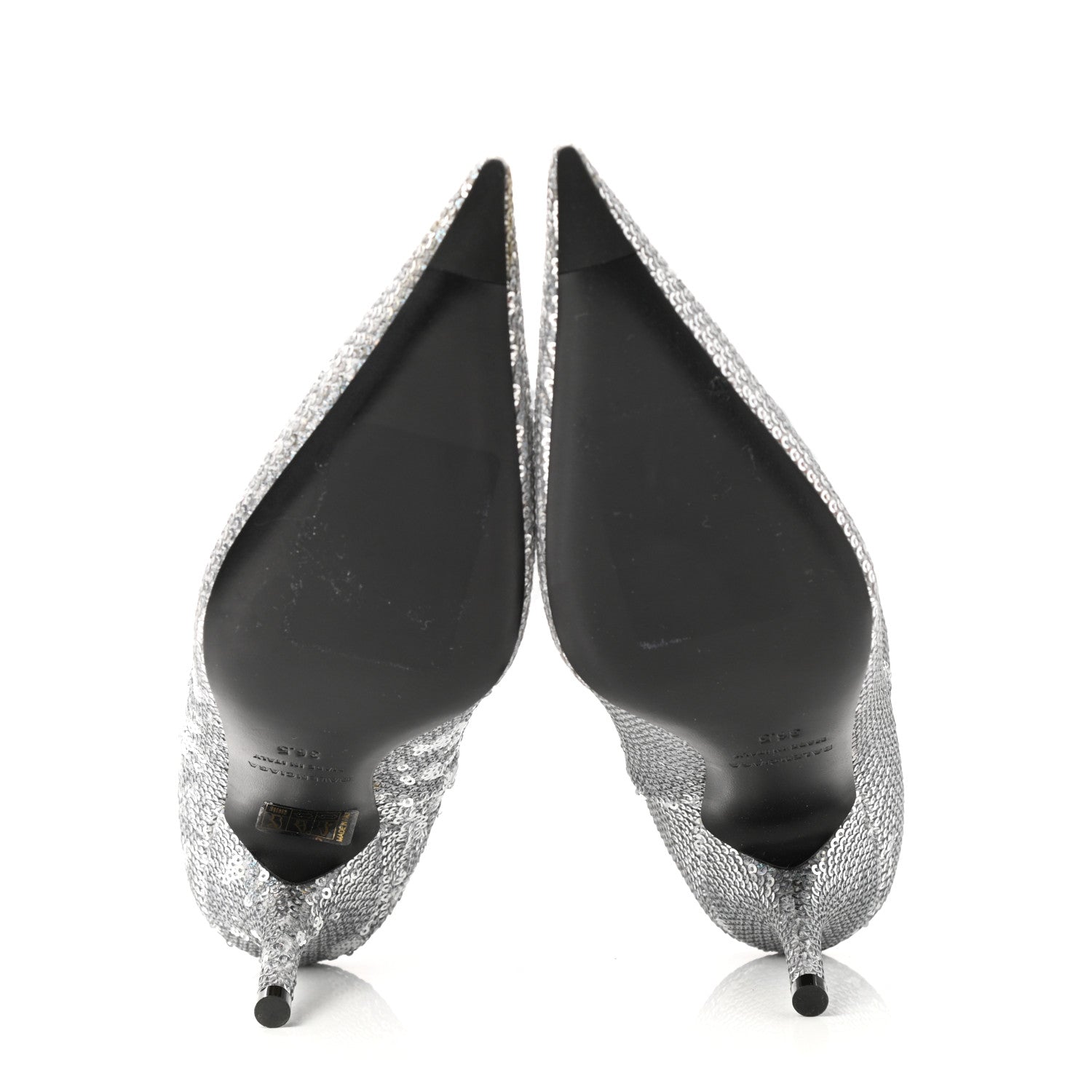Balenciaga Metallic Sequin Spandex Pointy Toe Knife Booties 36.5 Silver 5 of 8