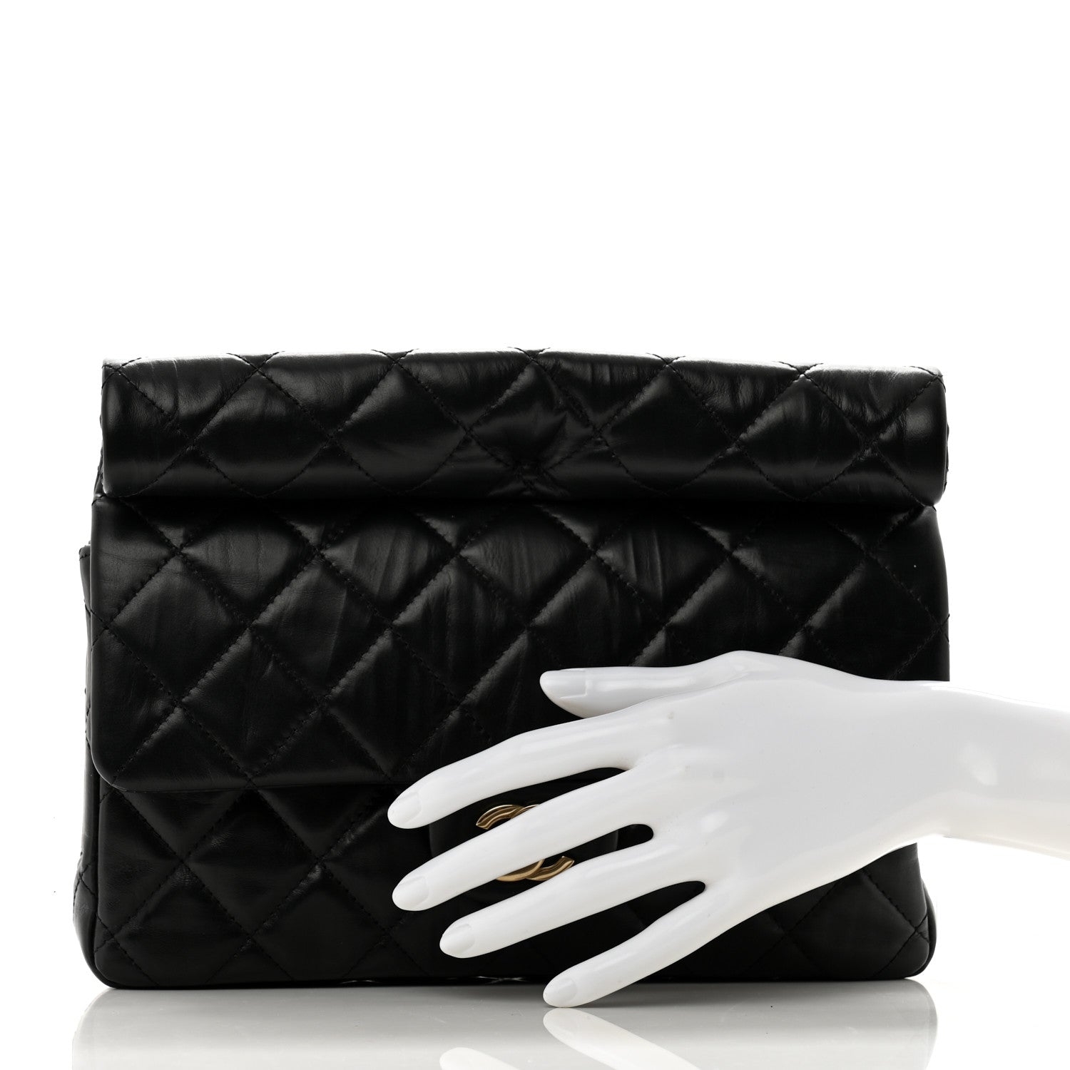 Chanel Crumpled Calfskin Quilted Clutch Black 2 of 10