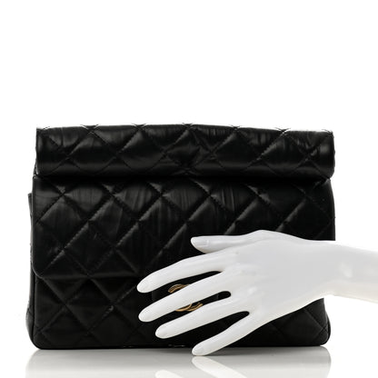 Chanel Crumpled Calfskin Quilted Clutch Black 2 of 10