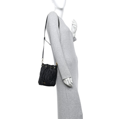 Miu Miu Nappa Matelasse Small Bucket Bag Black 2 of 9