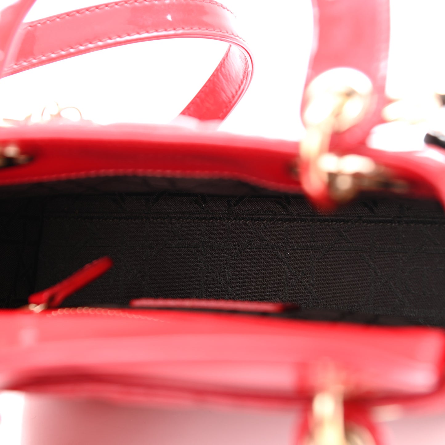 Patent Cannage Mini Lady Dior Red