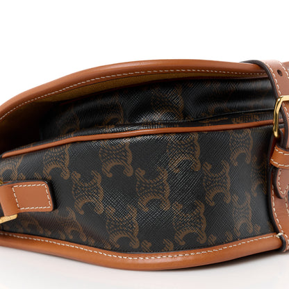 Celine Triomphe Canvas Medium Folco Bag Tan 9 of 10