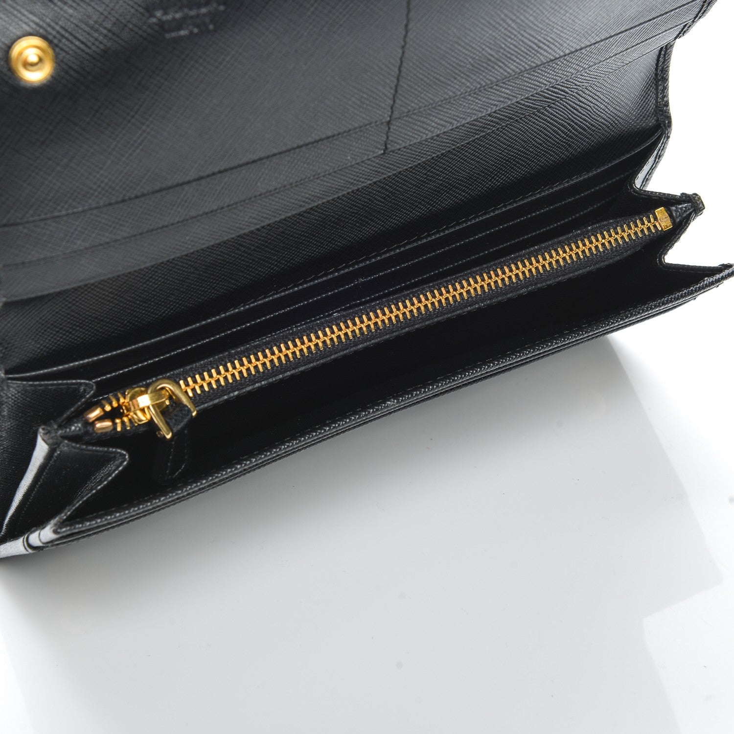 Prada Saffiano Metal Continental Flap Wallet Nero Black 6 of 6